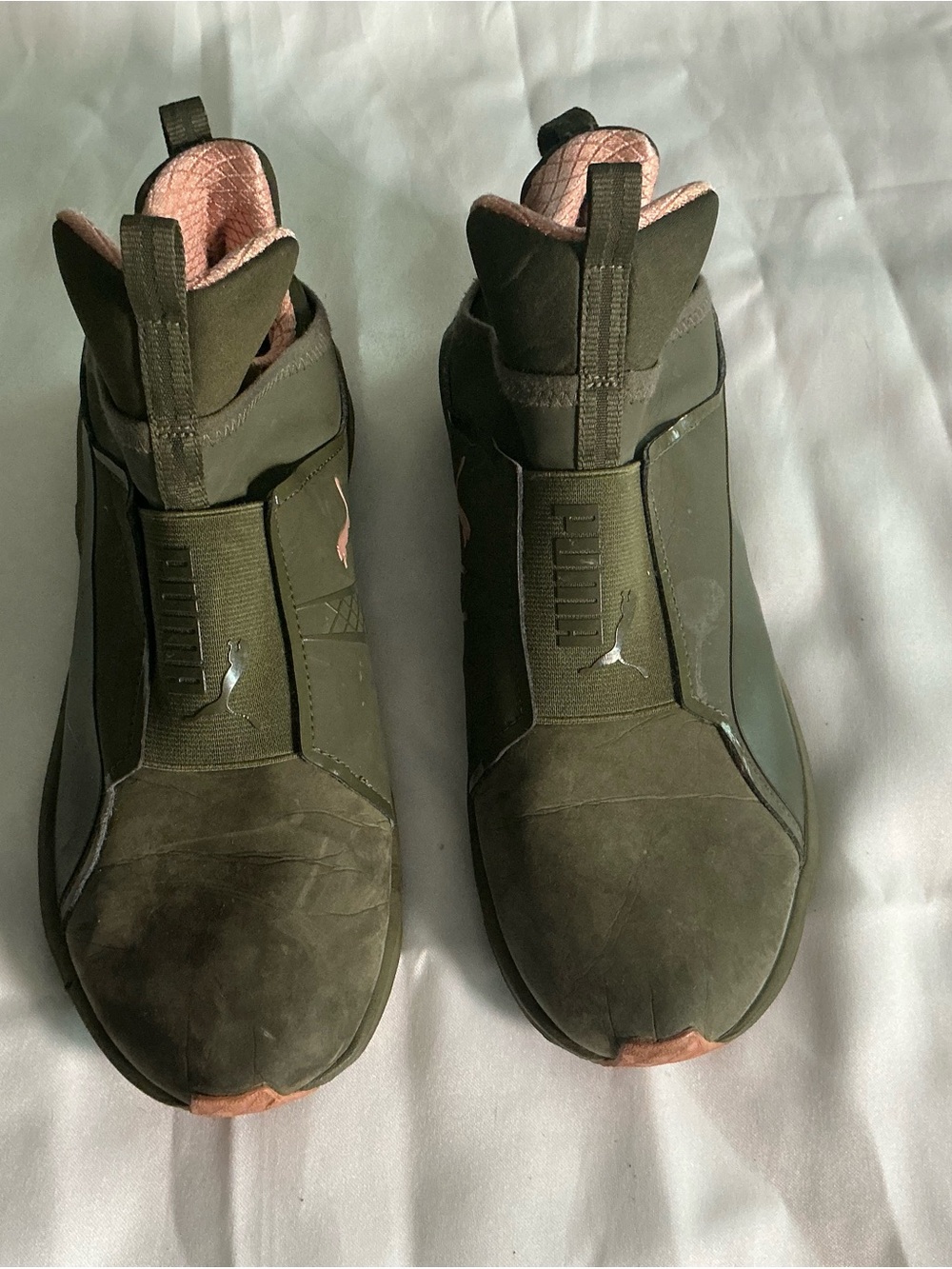 Puma Women's Olive Green Athletic Slip-On Sneakers